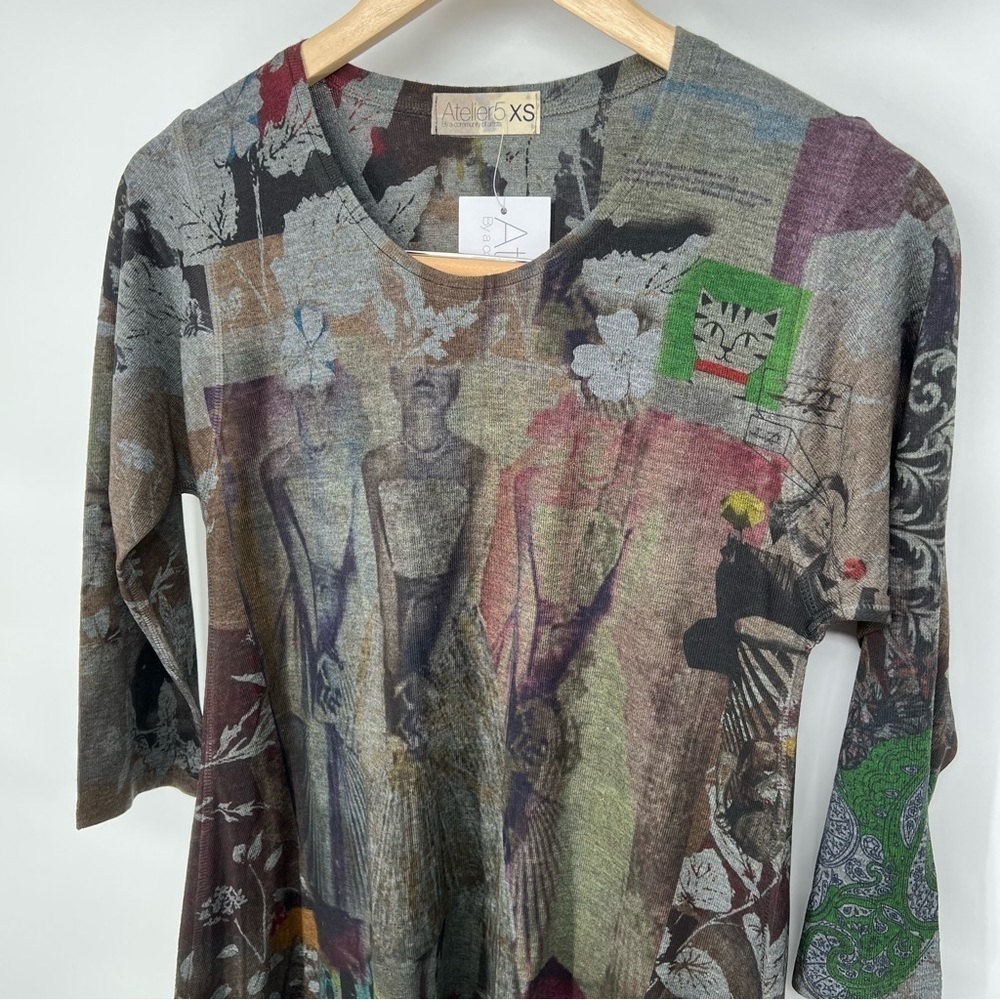 NWT Atelier 5 Asymmetrical Art Blouse Community of Artists Dark Azra Top - Picture 2 of 11